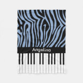 Piano Keys Sky Blauw en zwart Zebra Print Fleece Deken (Voorkant)