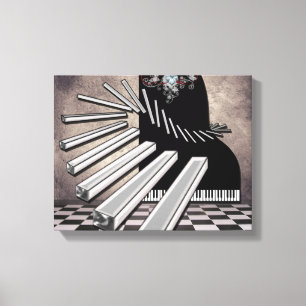 Piano Keys Surrealistische Muziek Fantasy Canvas Afdruk