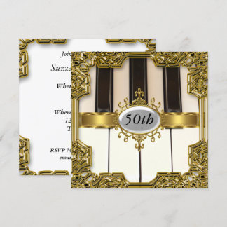 Piano Keys Verjaardagsfeest Glamour Hot Invitation Kaart