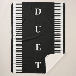 Piano Keys Zwart Wit Muzikaal Duet Muziektoetsenbo Sherpa Deken