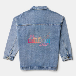 Piano Kleurrijke Toetsenbord Muzieknoten Denim Jacket