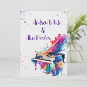 Piano kunst bruiloft uitnodiging (Staand voorkant)