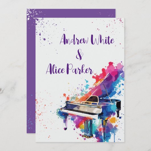 Piano kunst bruiloft uitnodiging (Voorkant / Achterkant)
