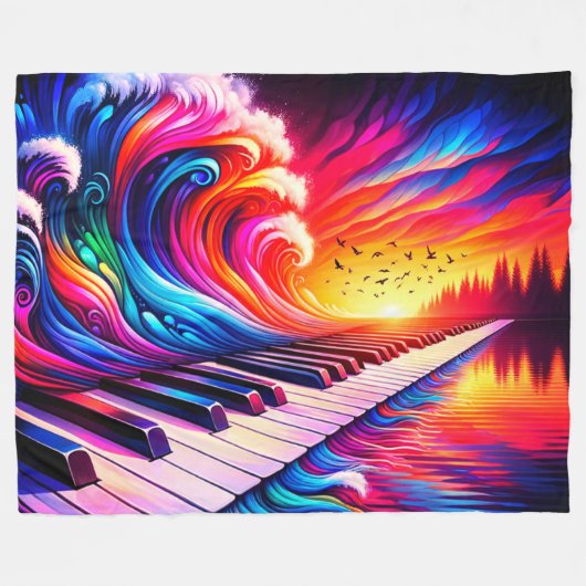 Piano Kunstwerk Fleece Deken (Voorkant (Horizontaal))