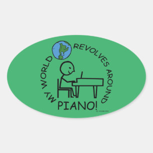 Piano - Le monde tourne autour d'un autocollant ov