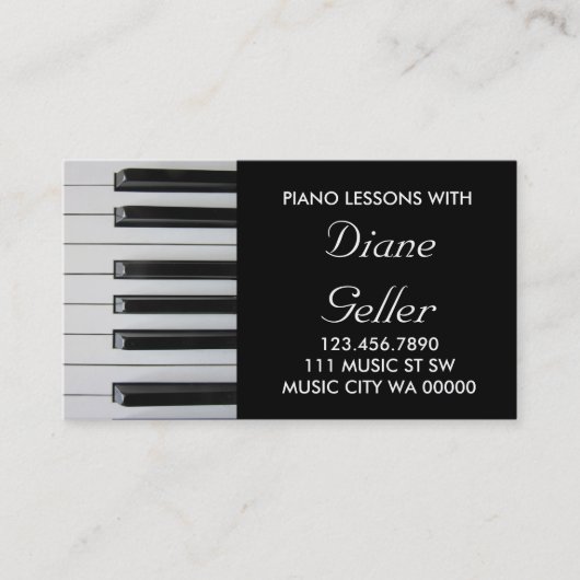 Piano Lessons Music Teacher Visitekaartje (Voorkant)