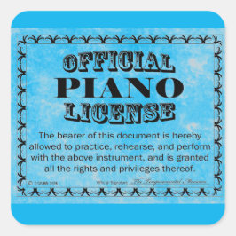 Piano License Square Sticker
