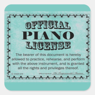 Piano License Square Sticker