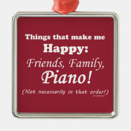 Piano maakt me gelukkig metalen ornament