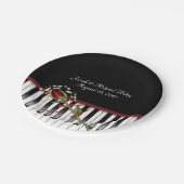 Piano met rode roos papieren bordje (Gekanteld)