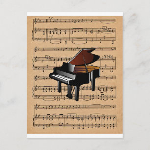 Piano ~ Met vel Music Background Briefkaart