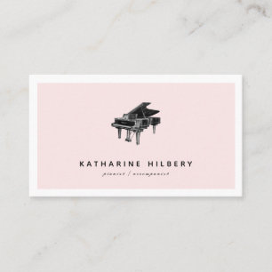Piano Minimalist Blush Pink & Black Visitekaartje