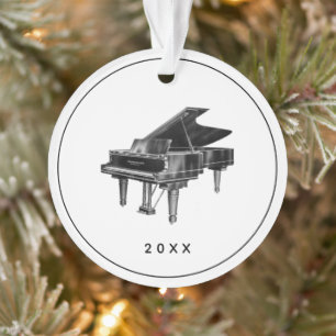 Piano Minimalistische Witte Vakantie Ornament