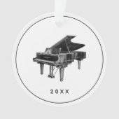  Piano Minimalistische Witte Vakantie Ornament (voorkant)