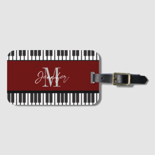 Piano Monogram Naam Gepersonaliseerd Bagagelabel