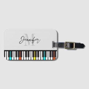 Piano Monogram Naam Gepersonaliseerd Bagagelabel