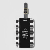 Piano Monogram Naam Gepersonaliseerd Bagagelabel (Voorkant (verticaal))