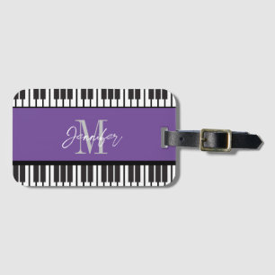 Piano Monogram Naam Gepersonaliseerd Bagagelabel