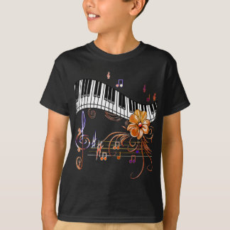 Piano Musially Keyboard Gold Flower T-shirt