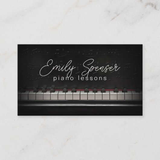 Piano Music Enseignant Carte de visite noir (Devant)