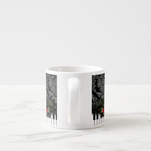 PIANO/MUSIC Espresso Mok met Piano Keys/Damask (Achterkant)