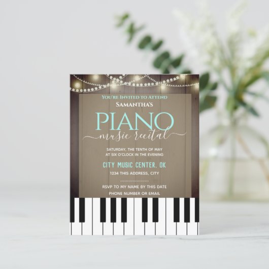 Piano Music Overweging Formele Uitnodiging Bruin (Staand voorkant)