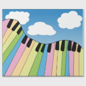 Piano Music Pastel Keyboard Blue Sky Clouds Cadeaupapier (Vlak)
