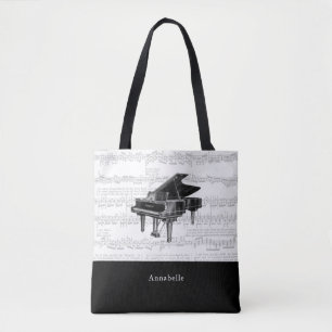 Piano Music Scores Black & White Canvas tas