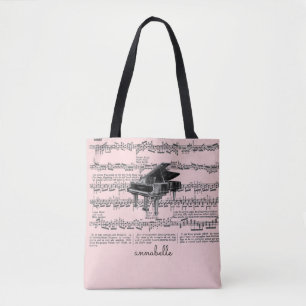 Piano Music Scores Blush Pink Canvas tas