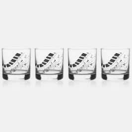 Piano Music Theme Design Whisky Glas