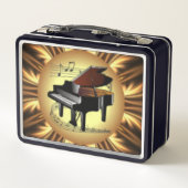 Piano Musical Scroll, Gold Back Metal Lunchbox (Dos)