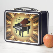 Piano Musical Scroll, Gold Back Metal Lunchbox (En situation)