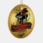 Piano ~ Musical Scroll ~ Gold ~"Merry Kerstmis"~ Keramisch Ornament (Rechts)