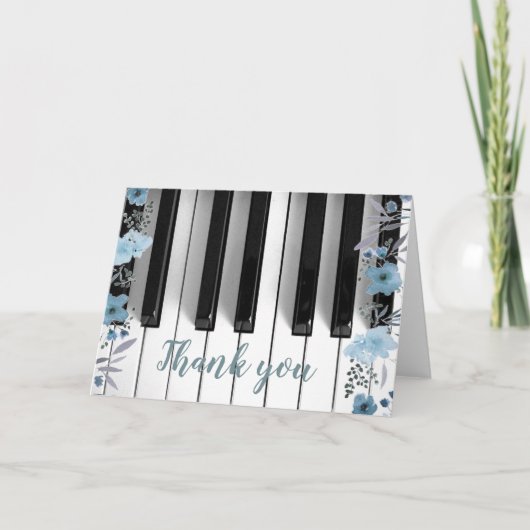 piano musique bleu floral merci (Devant)