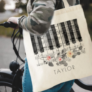 piano musique sac fourre-tout rose