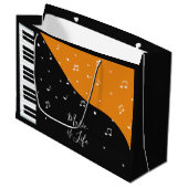 Piano Musique texte personnalisé grand sac cadeau (Devant Angle)
