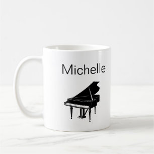 Piano Muziek Noten Script Naam Zwart Wit Coffee M Koffiemok