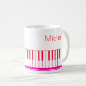 Piano Muzieknoten Script Name Black White Koffiemok (Voorkant rechts)