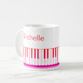 Piano Muzieknoten Script Name Black White Koffiemok (Voorkant links)