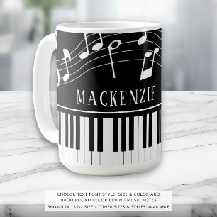 Piano Muzieknoten Script Name Black White Koffiemok