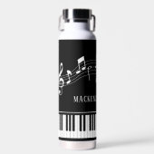 Piano Muzieknoten Script Name Black White Waterfles (Voorkant)