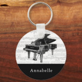  Piano-muziekscores zwart en wit Sleutelhanger (Voorkant)