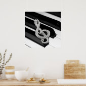 Piano-muzieksymbool Poster (Keuken)