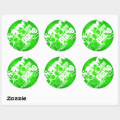 Piano; Neon Green Stripes. Ronde Sticker (Vel)