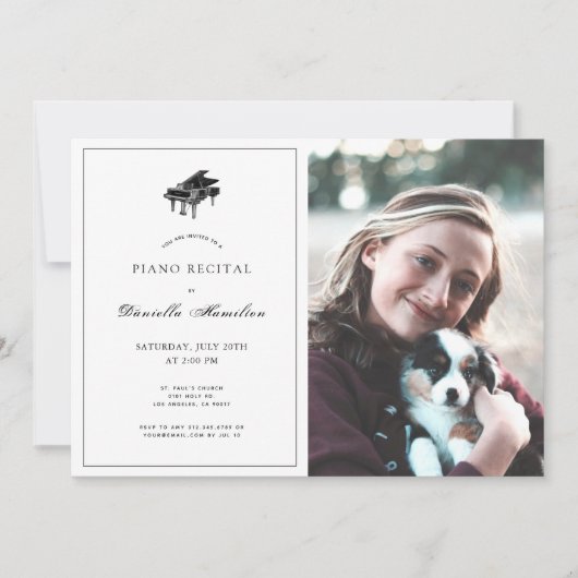 Piano noir et blanc classique Invitation considéra (Devant)