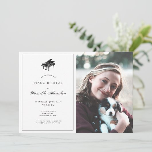 Piano noir et blanc classique Invitation considéra (Debout devant)