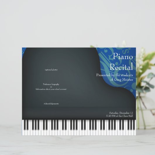 Piano noir sur bleu plié programme de considérant (Debout devant)