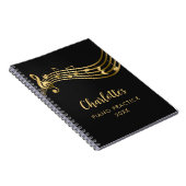 Piano Oefening Gouden Muzieknoten Leraar & Student Notitieboek (Rechterzijde)