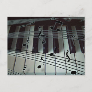 Piano- of orgaantoetsenbord met Muzieknoten Briefkaart