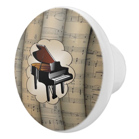 Piano on Cloud ~ Rolling Sheet Music Background ~ Keramische Knop (Rechts)